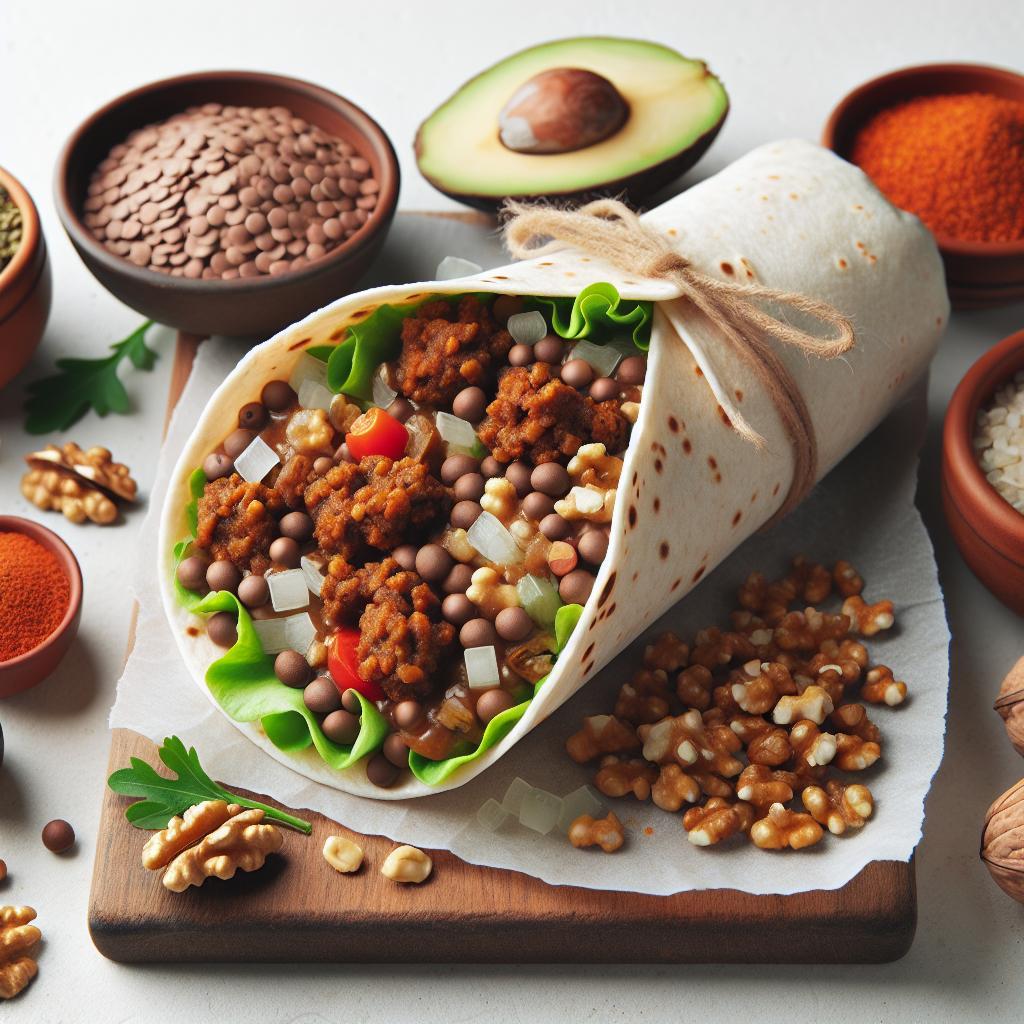 Hearty Lentil & Walnut Taco Meat Burritos to Freeze Fast