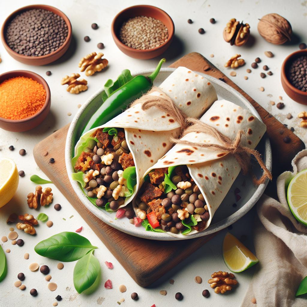 Hearty Lentil & Walnut Taco Meat Burritos to Freeze Fast