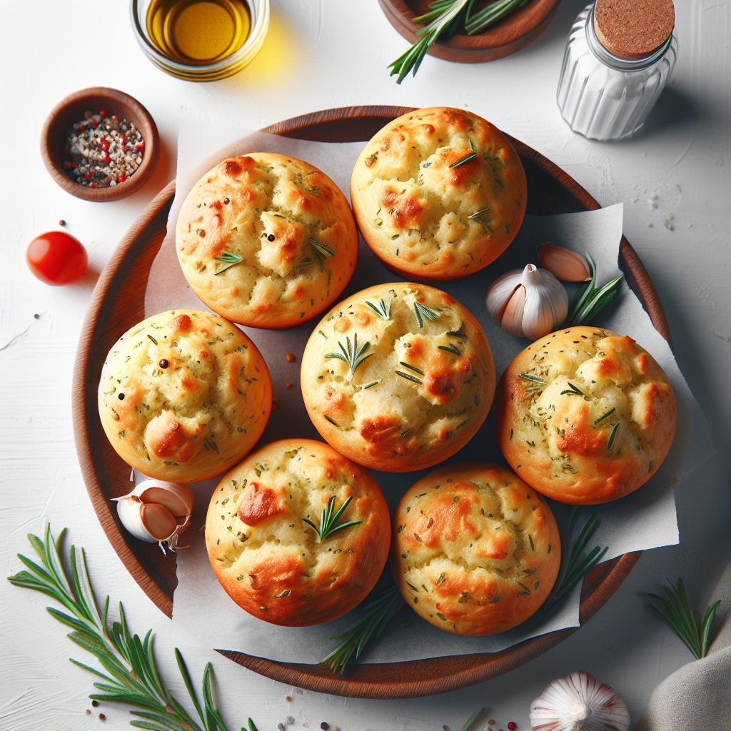 Fluffy Garlic Rosemary Focaccia Muffins: Simple & Savory Delight