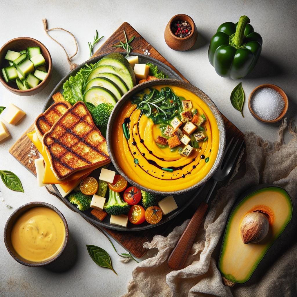 Wholesome Keto Butternut Squash Soup & Vegan Grilled Cheese