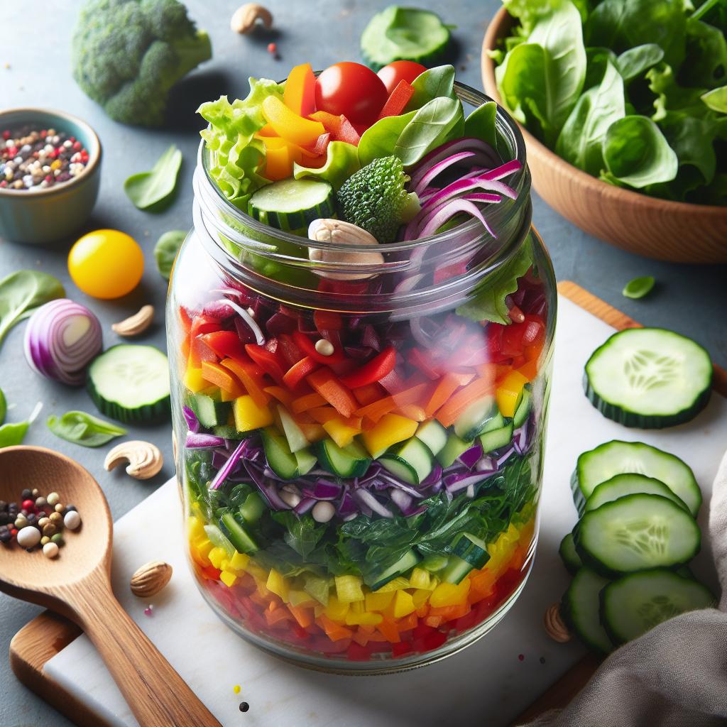 Rainbow Veggie Salad in a Jar: Colorful, Fresh & Easy!