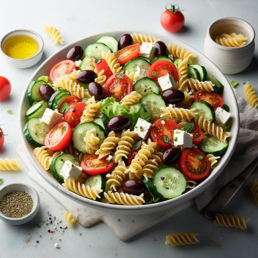 Zesty Greek Pasta Salad: A Mediterranean Flavor Explosion