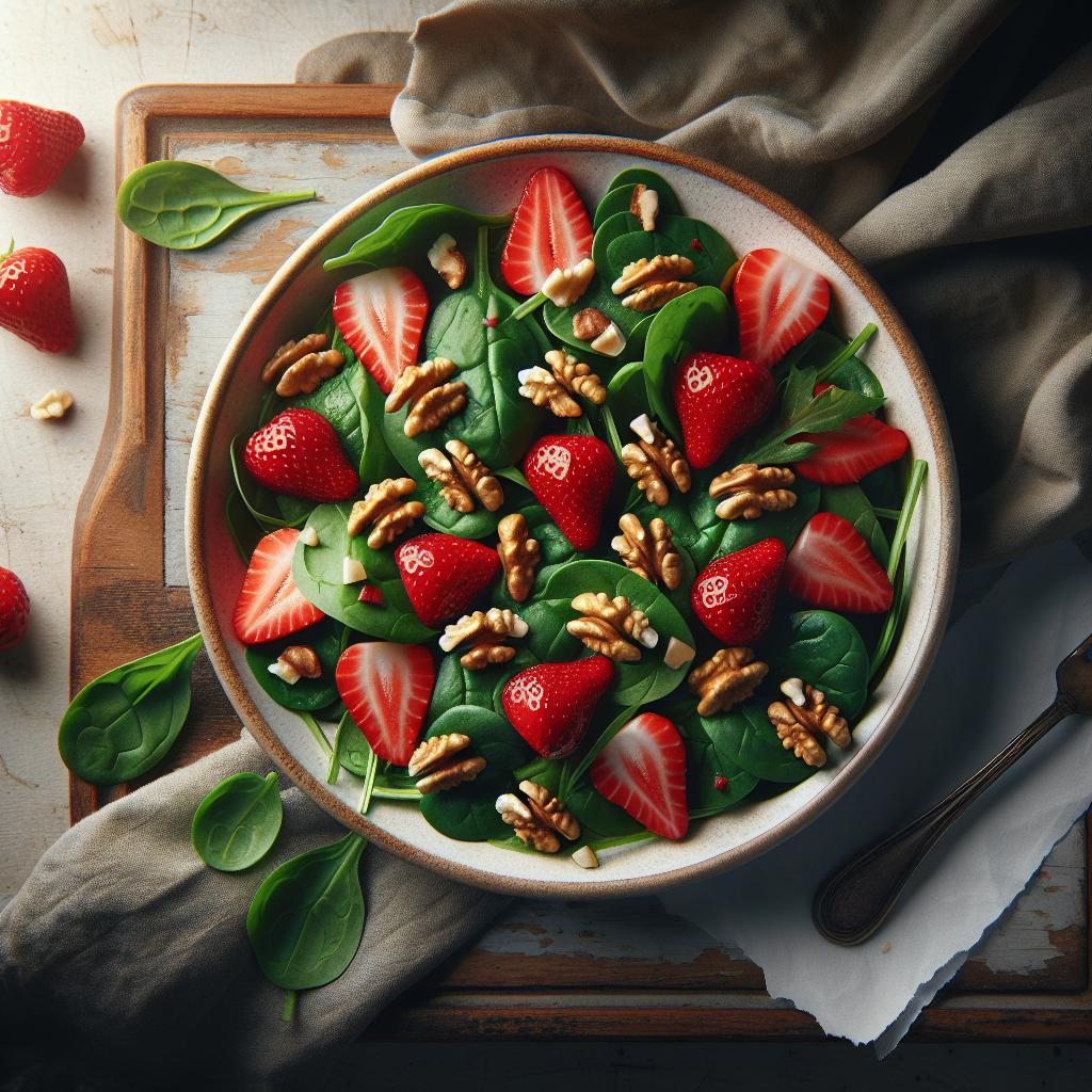 Fresh & Nutty: Strawberry Spinach Salad with Walnuts Delight