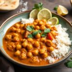 Nutritious Indian chickpea curry with fluffy naan, the ultimate comfort meal.