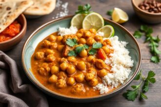 Nutritious Indian chickpea curry with fluffy naan, the ultimate comfort meal.