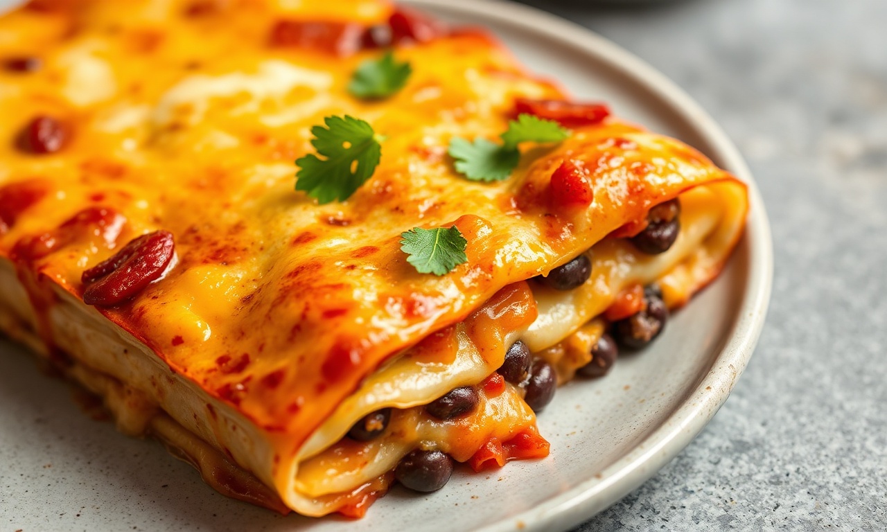 Sweet potato and black bean vegetarian enchiladas recipe.