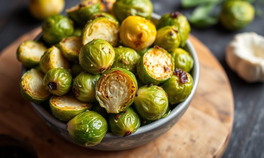 Garlic roasted Brussels sprouts recipe for perfect flavor.