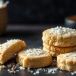 Flaky coconut shortbread recipe for perfectly tender cookies.