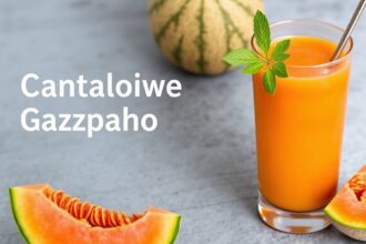 Refreshing cantaloupe gazpacho, a summer delight.