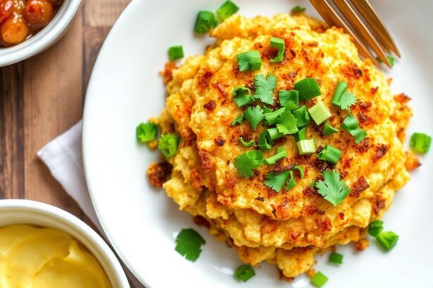 Healthy gluten-free vegan cauliflower hash browns recipe.