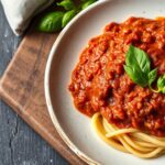 Delicious vegan bolognese, a plant-based icon's culinary evolution.
