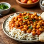 Nutritious Indian chickpea curry with fluffy naan, the ultimate comfort meal.