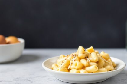 Creamy vegan cheese sauce for the ultimate vegan mac.