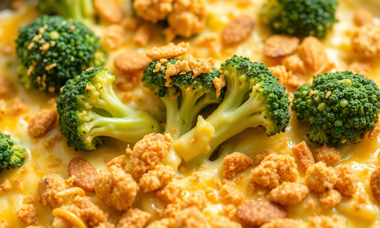 Perfect Ritz cracker topping for savory broccoli cheese casserole.
