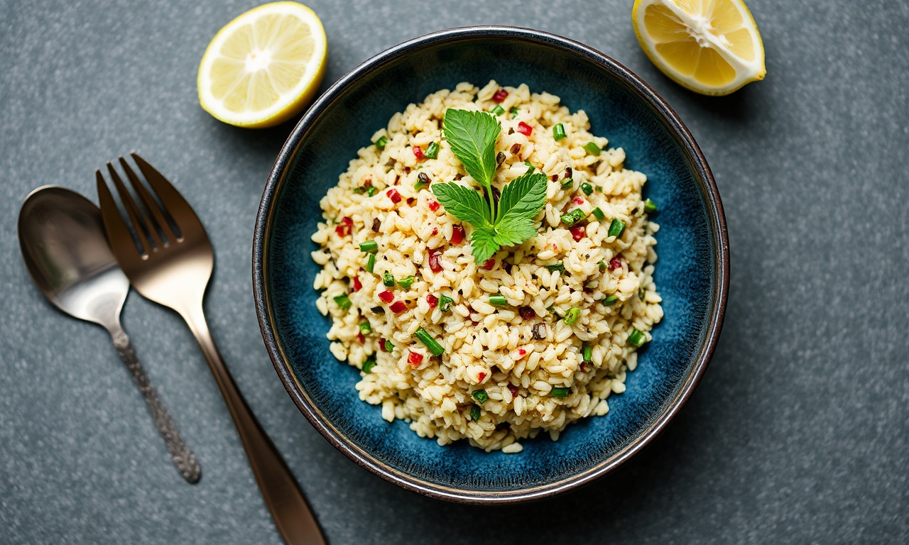 Lemon herb garlic quinoa side dish.