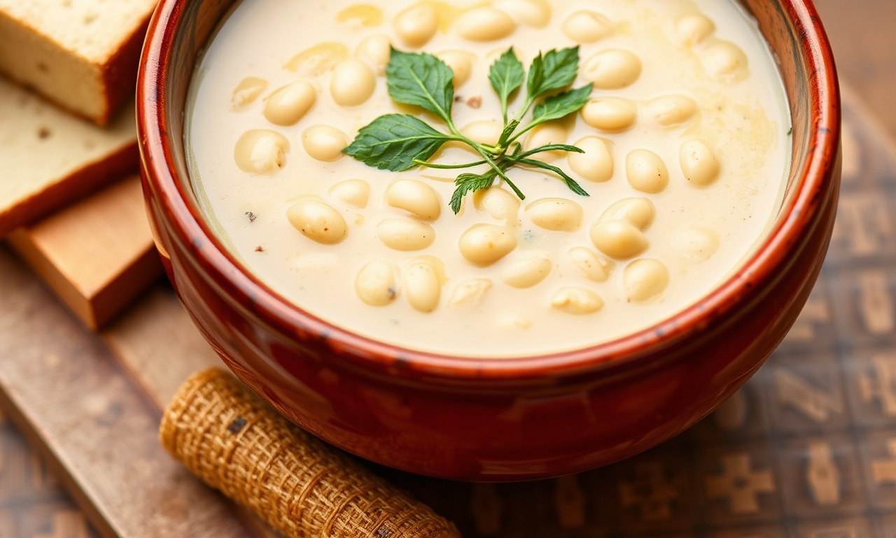 Rustic Tuscan white bean soup, hearty Italian flavors.