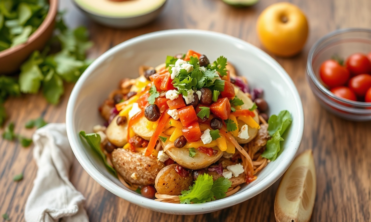Loaded potato taco bowl meal prep masterpiece.