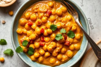Delicious chickpea curry ready in 30 minutes.