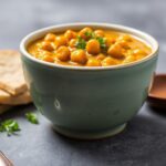 Quick creamy vegan chickpea curry recipe photo.