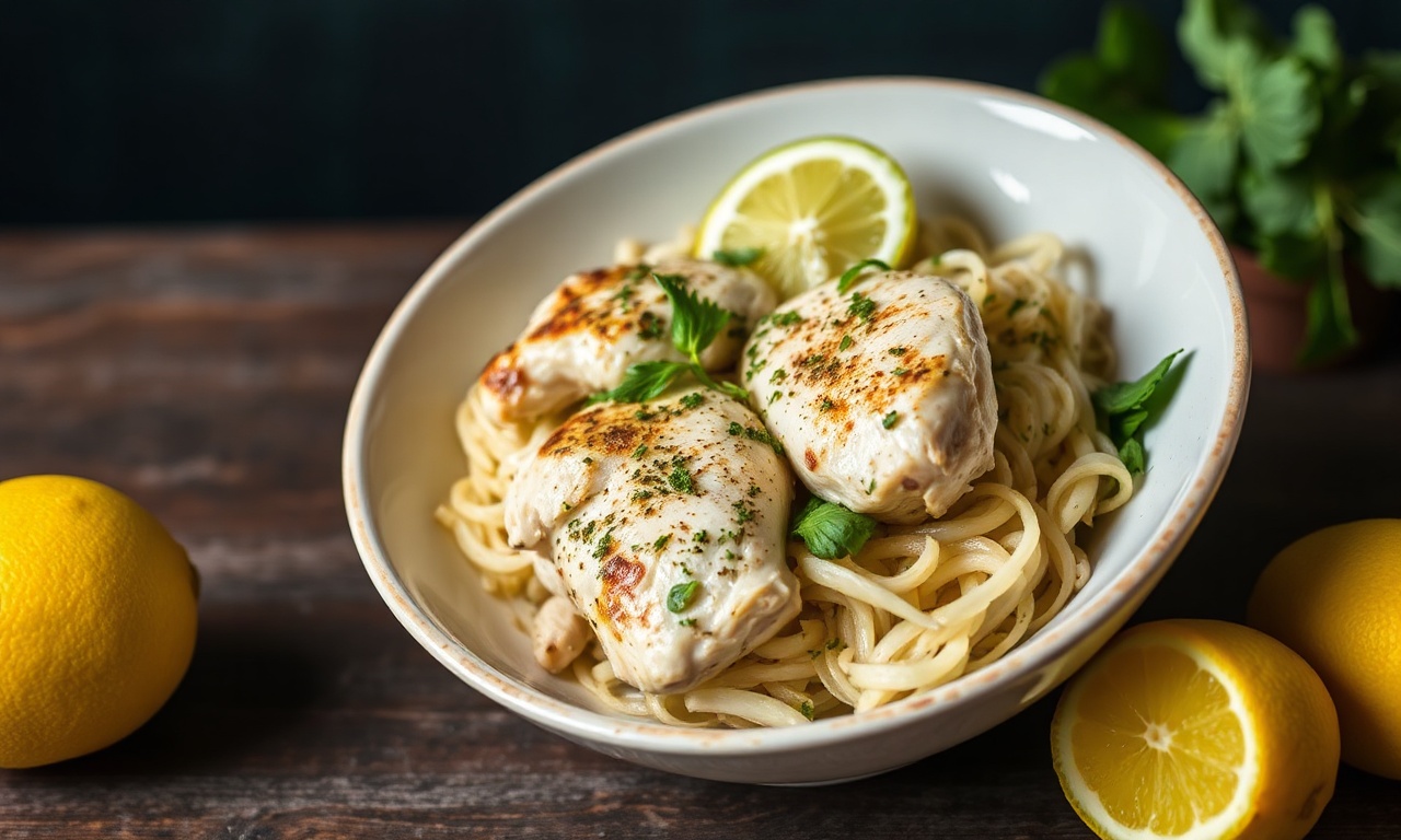 Delicious lemon-herb chicken bowl bursting with fresh flavor.