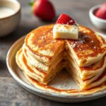 Simple vegan fluffy breakfast pancakes recipe.