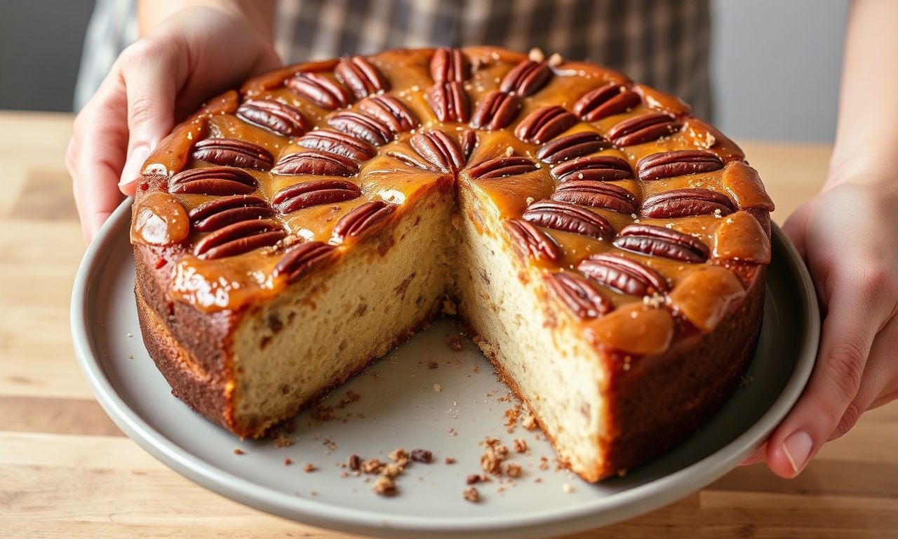 Delicious vegan pecan upside down cake: expert masterclass for an unforgettable dessert.