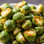 Garlic roasted Brussels sprouts, perfectly seasoned for ultimate flavor.
