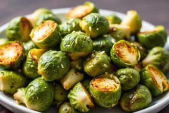 Garlic roasted Brussels sprouts, perfectly seasoned for ultimate flavor.