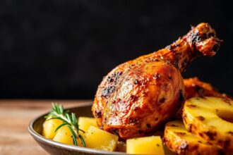 Delicious baked Jamaican pineapple jerk chicken recipe.