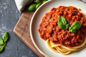 Delicious vegan bolognese, a plant-based icon's culinary evolution.
