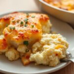 Easy Cheesy loaded cauliflower casserole, a healthy comfort food delight.