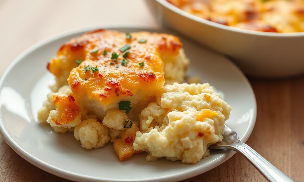 Easy Cheesy loaded cauliflower casserole, a healthy comfort food delight.