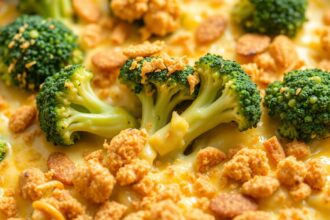 Perfect Ritz cracker topping for savory broccoli cheese casserole.