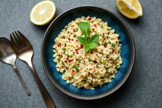Lemon herb garlic quinoa side dish.