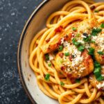 Easy garlic parmesan chicken pasta for healthy weeknight dinners.