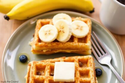 Flourless banana waffles, perfect for a healthy, delicious breakfast.