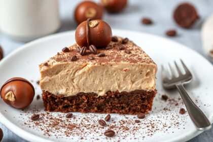 Delicious Chocolate Chestnut gluten-free dessert with coffee and rum.