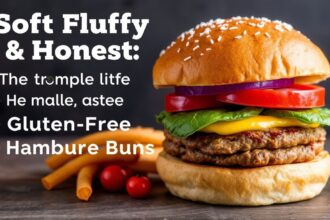 Soft fluffy gluten-free hamburger buns, incredibly easy recipe.