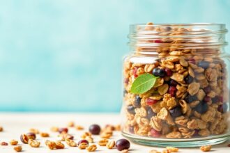 Easy savoury granola: healthy, no-nonsense snack redefined.