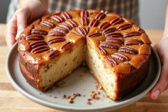 Delicious vegan pecan upside down cake: expert masterclass for an unforgettable dessert.